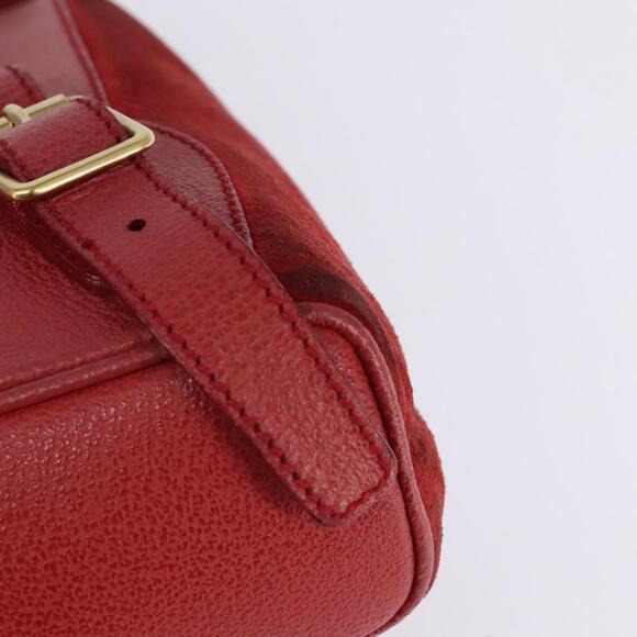 GUCCI Bamboo Backpack Suede Leather Red Gold 003 8030 Auth gh770 main image 13
